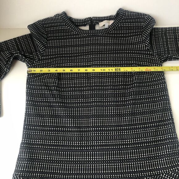 Ann Taylor LOFT Knit Dress Womens Size Medium Stretch Black Tan 3/4 Sleeve - Picture 8 of 9